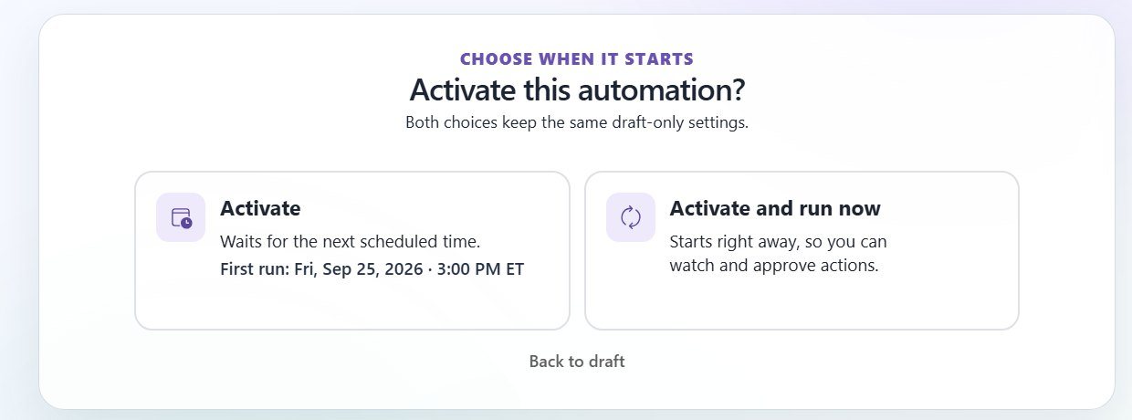 The choice between Activate and Activate and run now